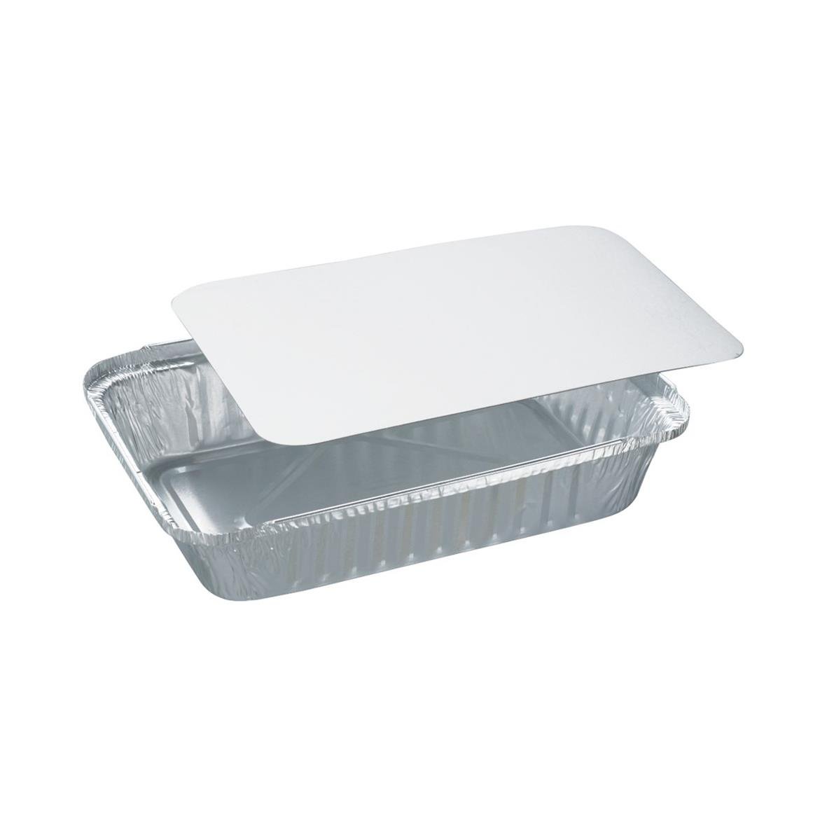 Alufolieform med lock 850ml, rektangulär aluminiumbehållare med lock