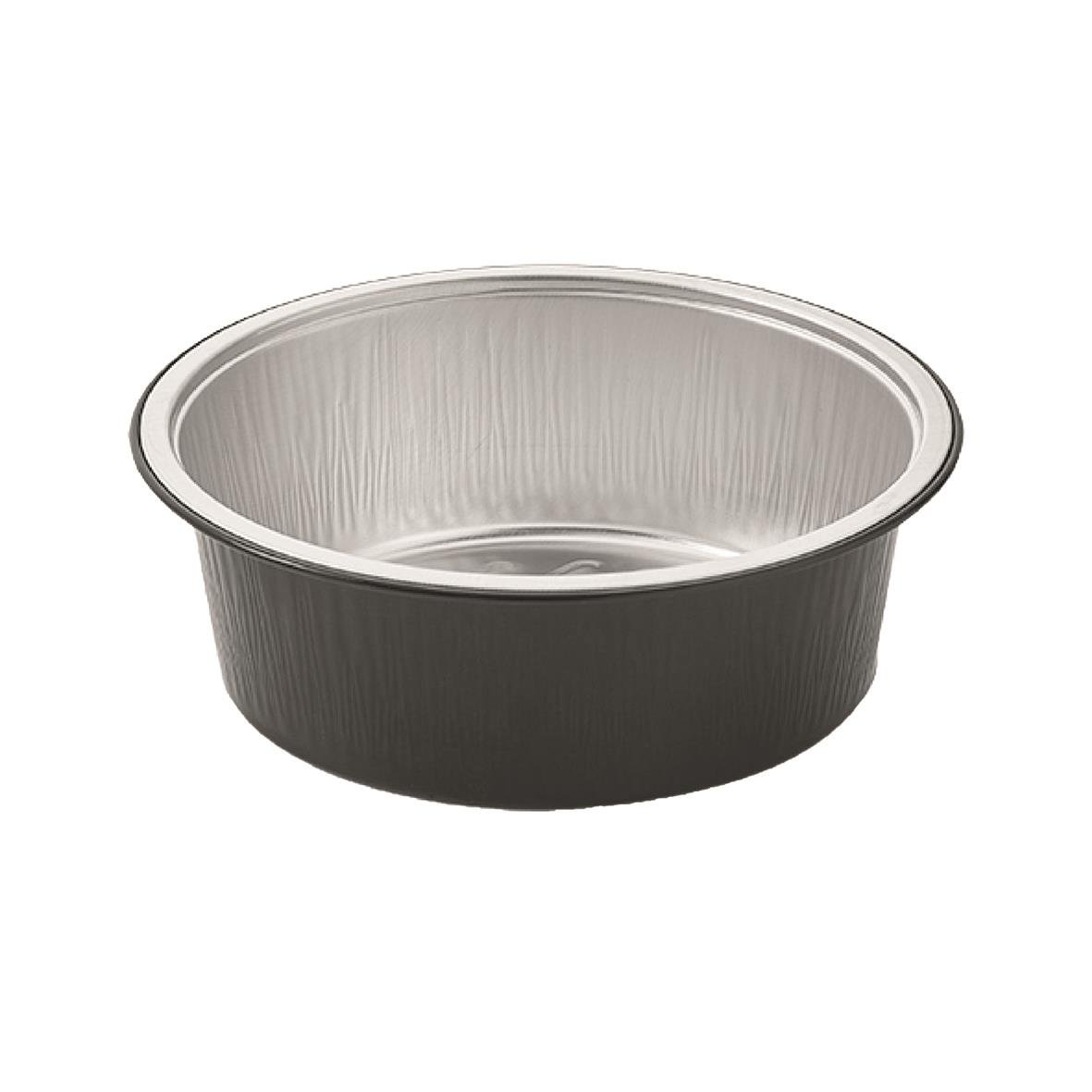 Svart aluminiumform R2C med diameter 133 mm och höjd 45 mm, volym 440 ml