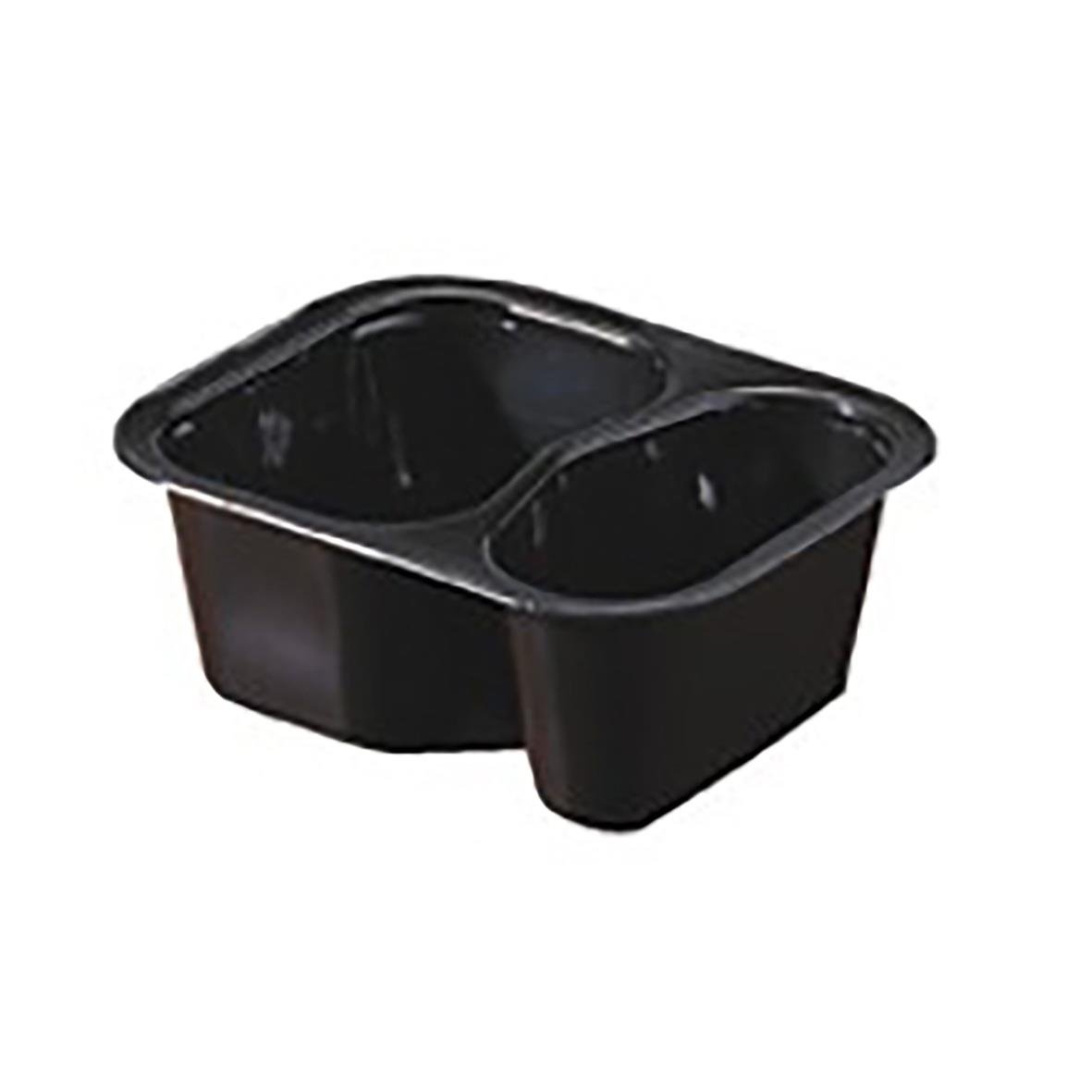 Svart plastform Duniform 2-F PP, 220/140ml, tvåfackig