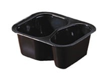 Svart plastform Duniform 2-F PP, 220/140ml, tvåfackig