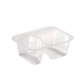 Plastform Duniform 2-F PP Klar 240/120ml, genomskinlig plastbehållare med två fack