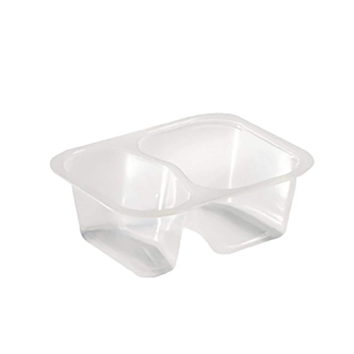 Plastform Duniform 2-F PP Klar 240/120ml, genomskinlig plastbehållare med två fack