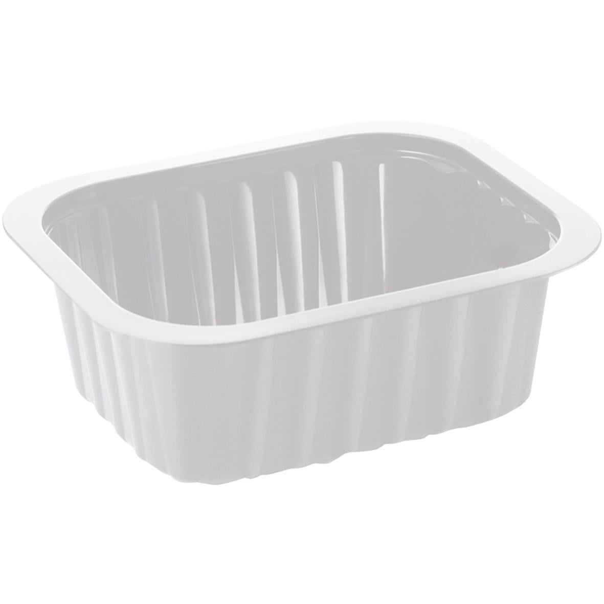 Vit plastform Duniform PP behållare med måtten 138x114x53mm och volym 470ml