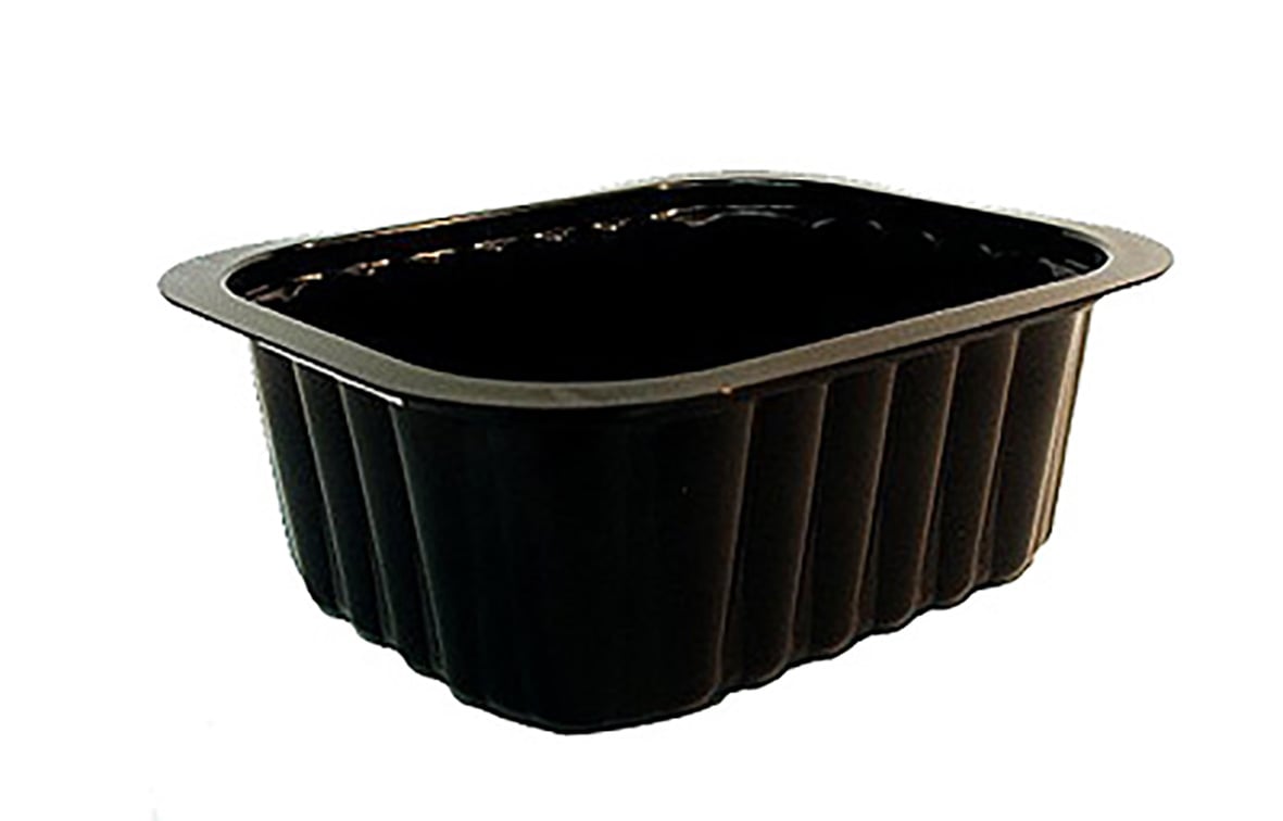 Svart plastform Duniform PP med måtten 138x114x53mm och volym 470ml