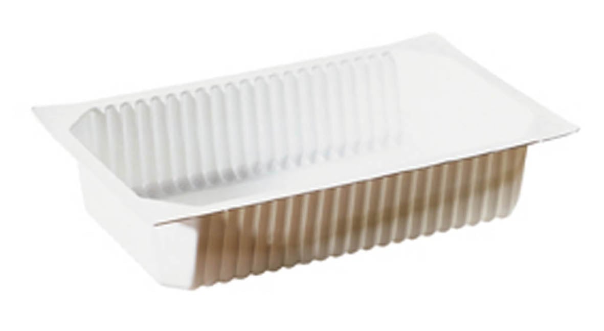 Vit plastform med bruna sidor, 265x162x50mm, 1500ml, för matlagning eller servering