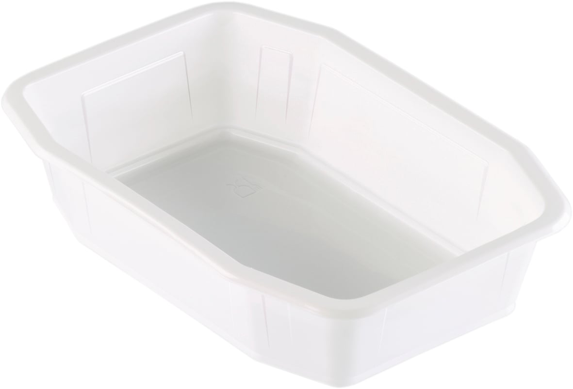 Vit plastform duniform HMR PP med måtten 215x148x50mm och 1035ml volym