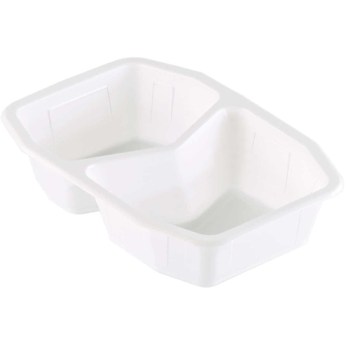 Vit plastform duniform HMR 2-F PP med två fack, 540/400ml