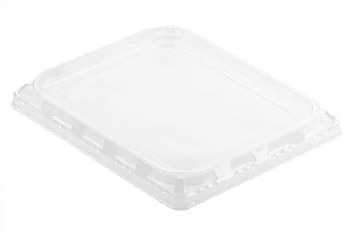 Klar plastlåda i PET med lock, mått 325x265mm, förvaring