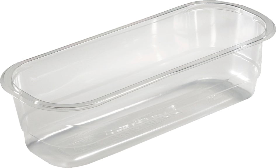 Klar plastform för baguette i PET, mått 260x110x68mm
