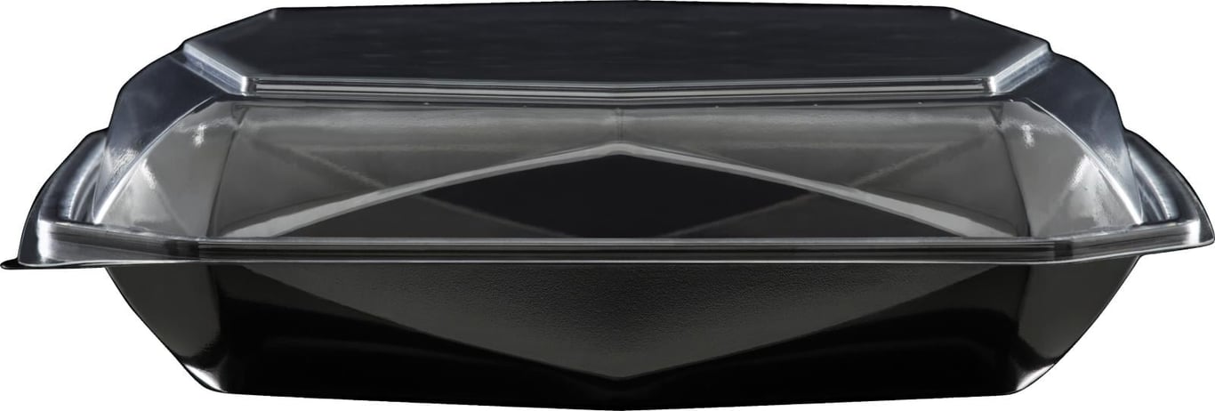 Svart och klar plastlåda för mat, Duni Octaview APET 925ml