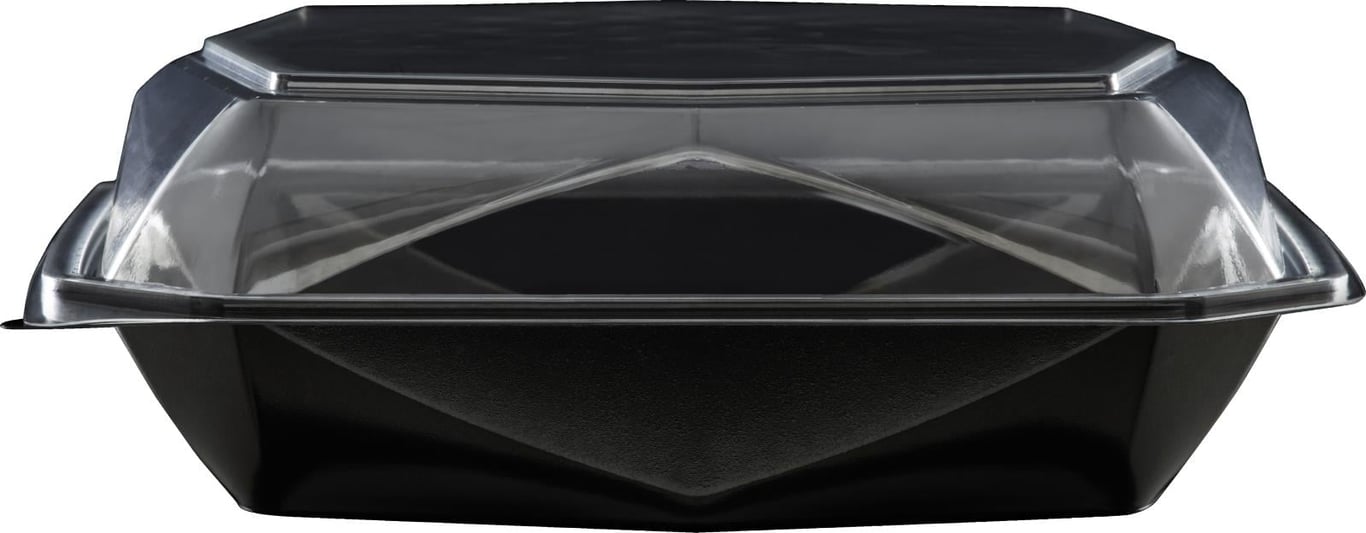 Svart och klar plastlåda Plastform Duni Octaview APET