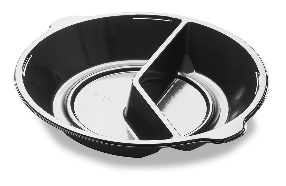 Svart plastform Duniform Pearl 2-F PP med två fack, 750/490ml