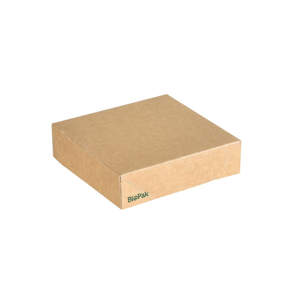 Kraftpapperkartong med lock för Duni Cube 113x113x29mm, miljövänlig BioPak förpackning
