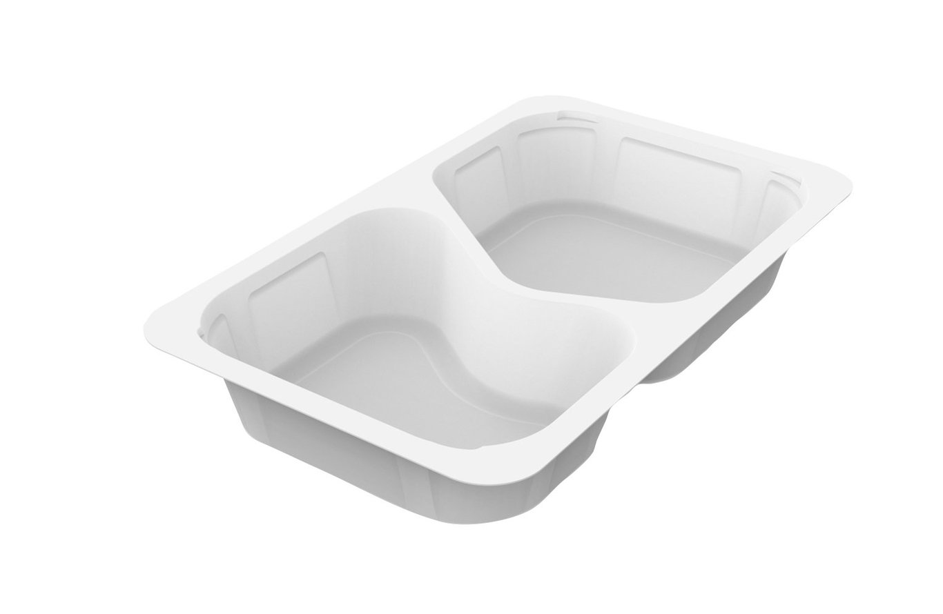 Vit plastform Duniform 1/4 GN 2-F PP, 630/490ml, tvåfackad