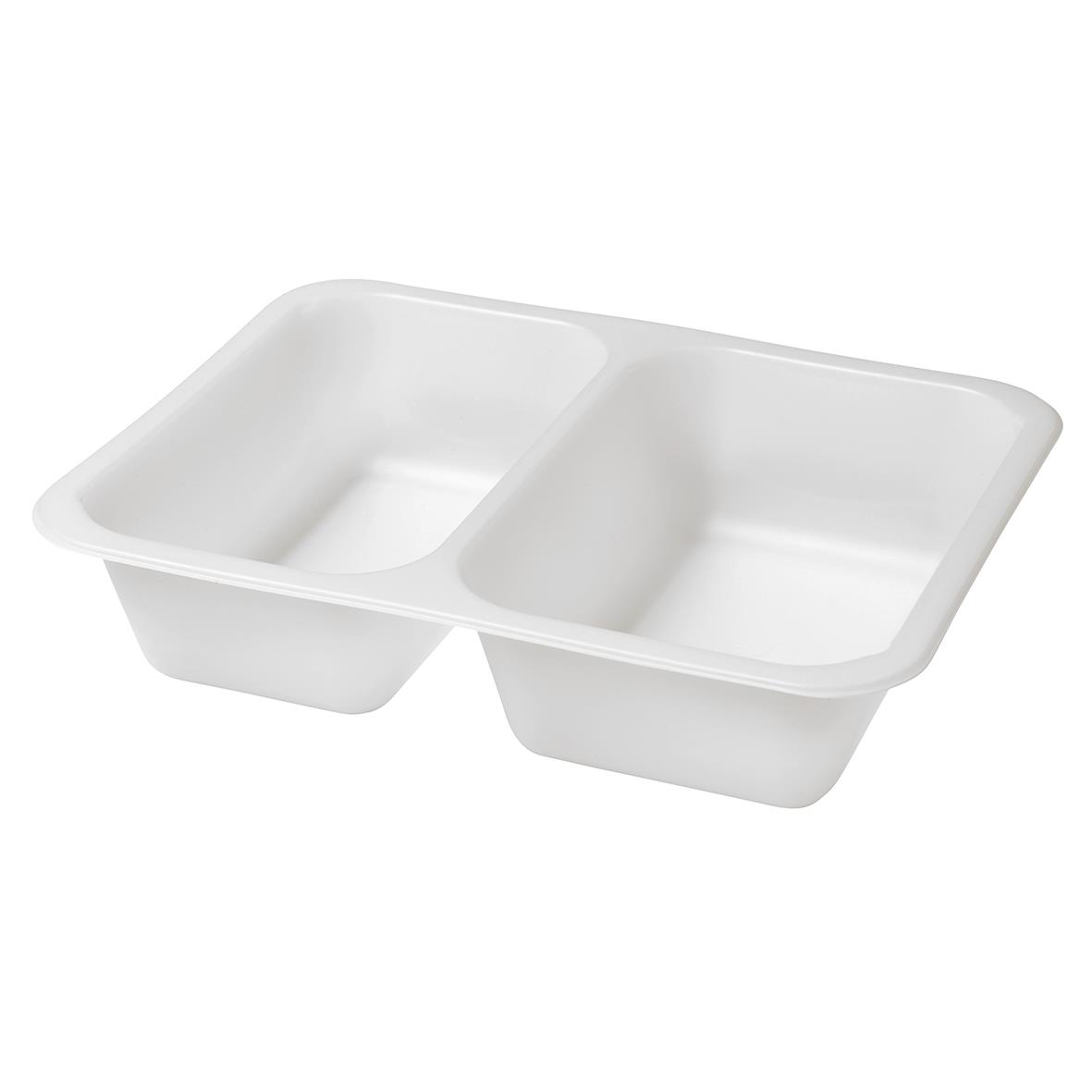 Två vita plastbehållare av typen Duniform Caterline 2-F PE, 645/540ml