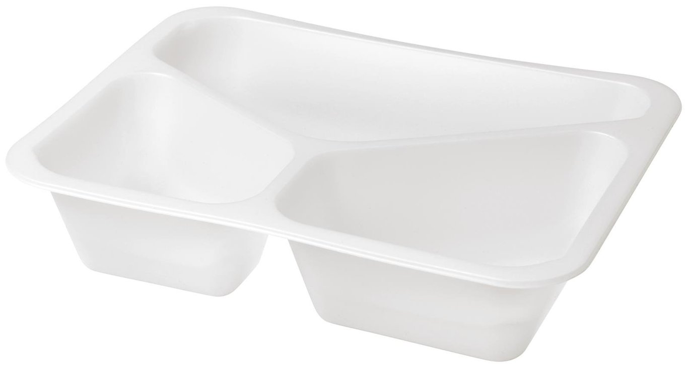 Vit plastform Duniform Caterline 3-F PE med tre fack i olika storlekar