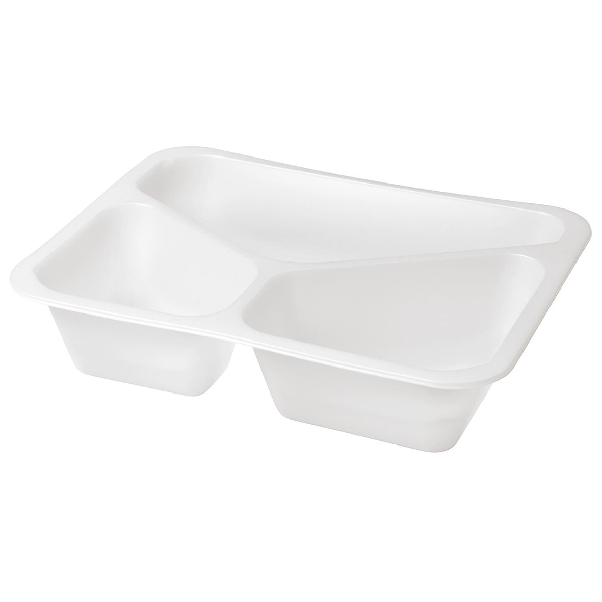 Vit plastform Duniform Caterline 3-F PE med tre fack i olika storlekar