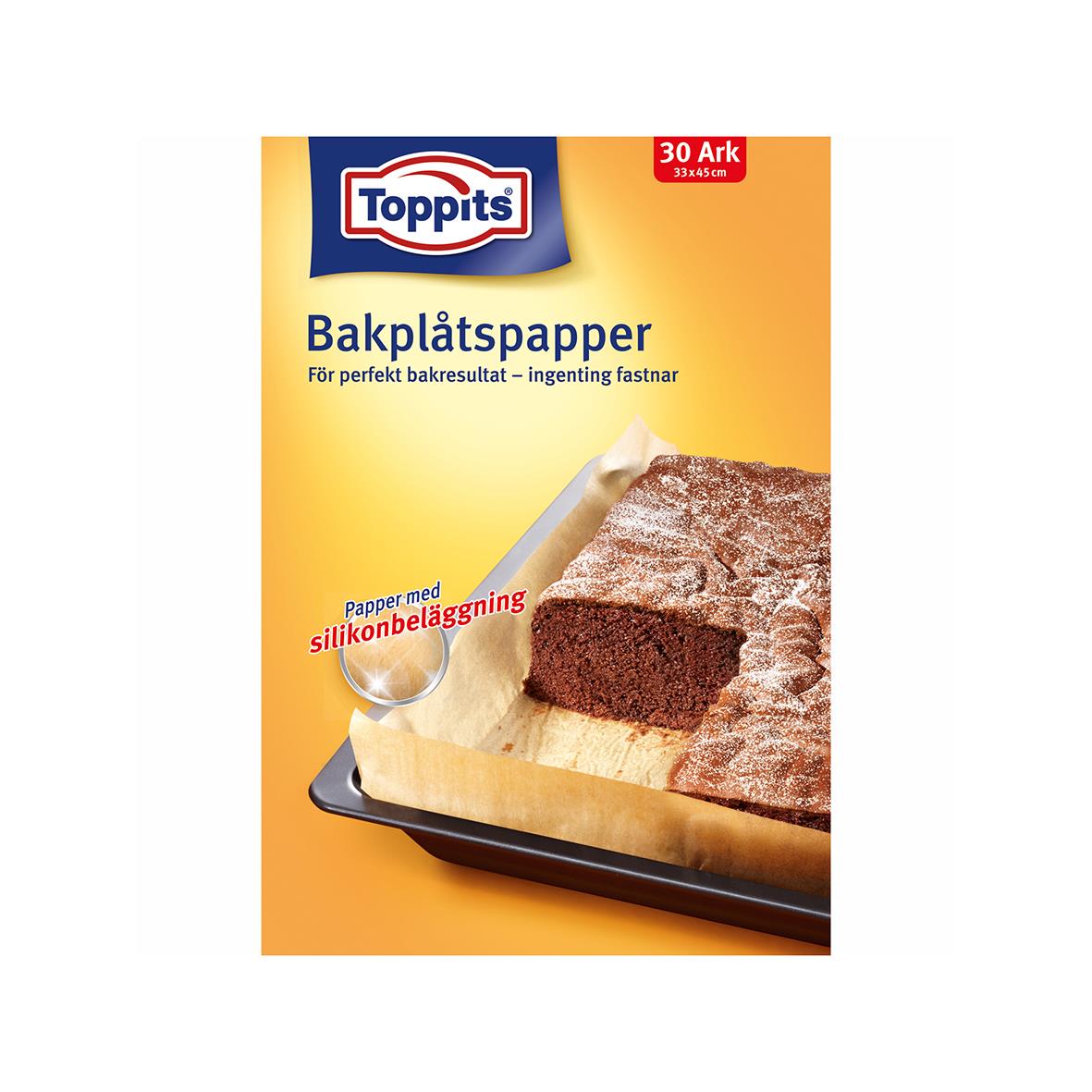 Bakplåtspapper Toppits 33x45cm för bakning, silikonbelagt, 30 ark