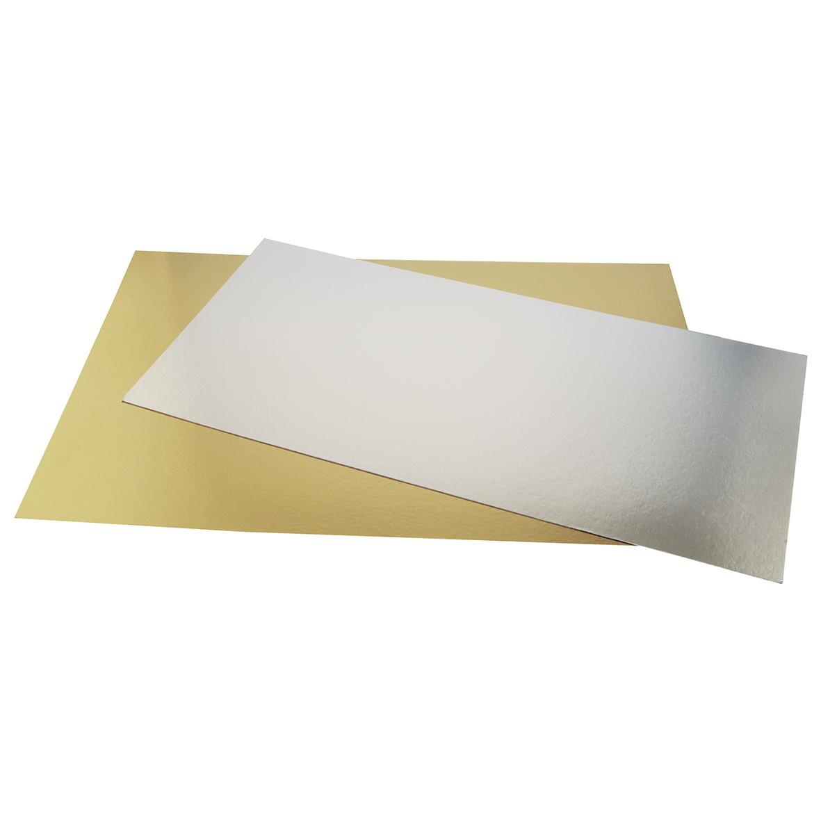 Tårtbricka i guld och silver, rektangulär, 300x500mm