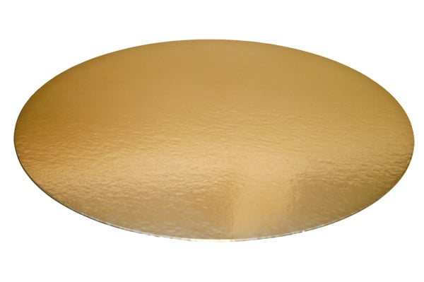 Rund tårtbricka i guld eller silver med diameter på 280 mm