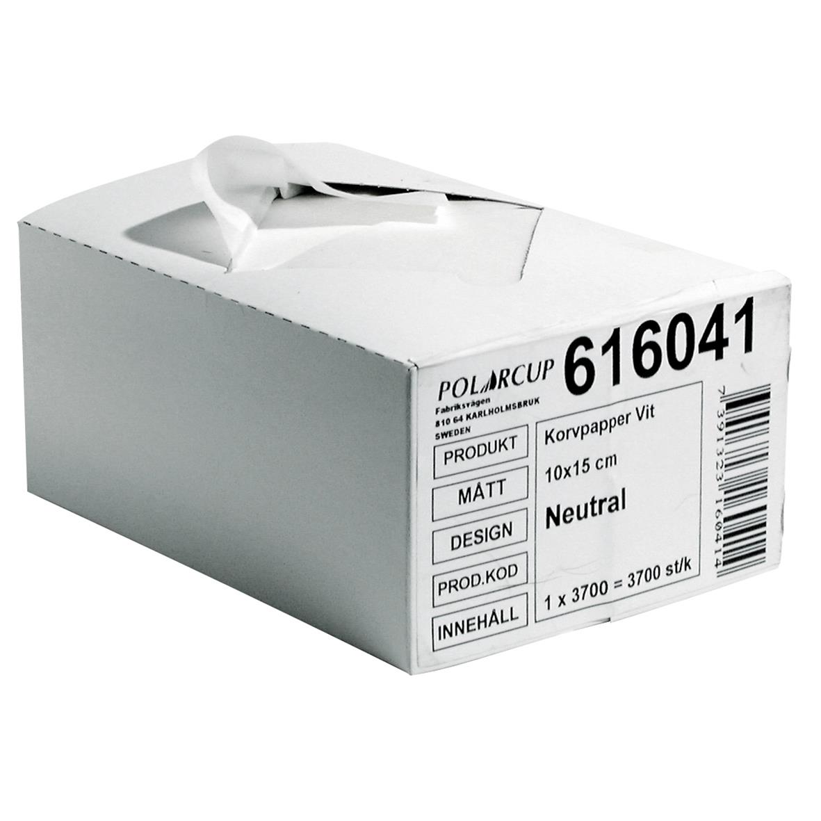 Vit korvpapper i dispenser, 100x150mm, neutral design, 3700 stycken