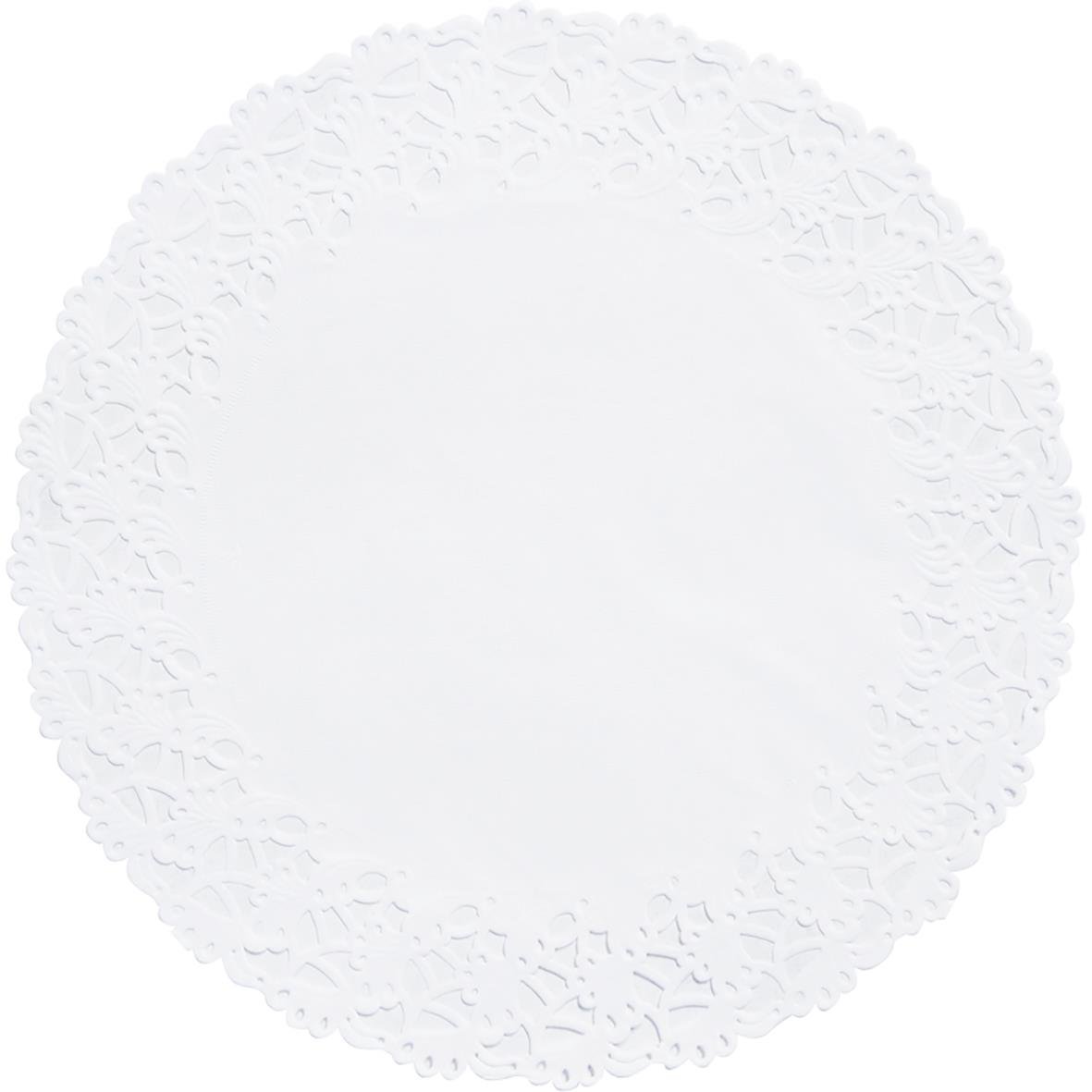 Rund spetsservett ca 17 cm i diameter med dekorativ kant