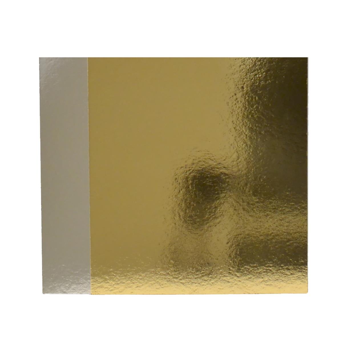 Rektangulär tårtbricka i guld och silver, 300x300mm, reflekterande yta