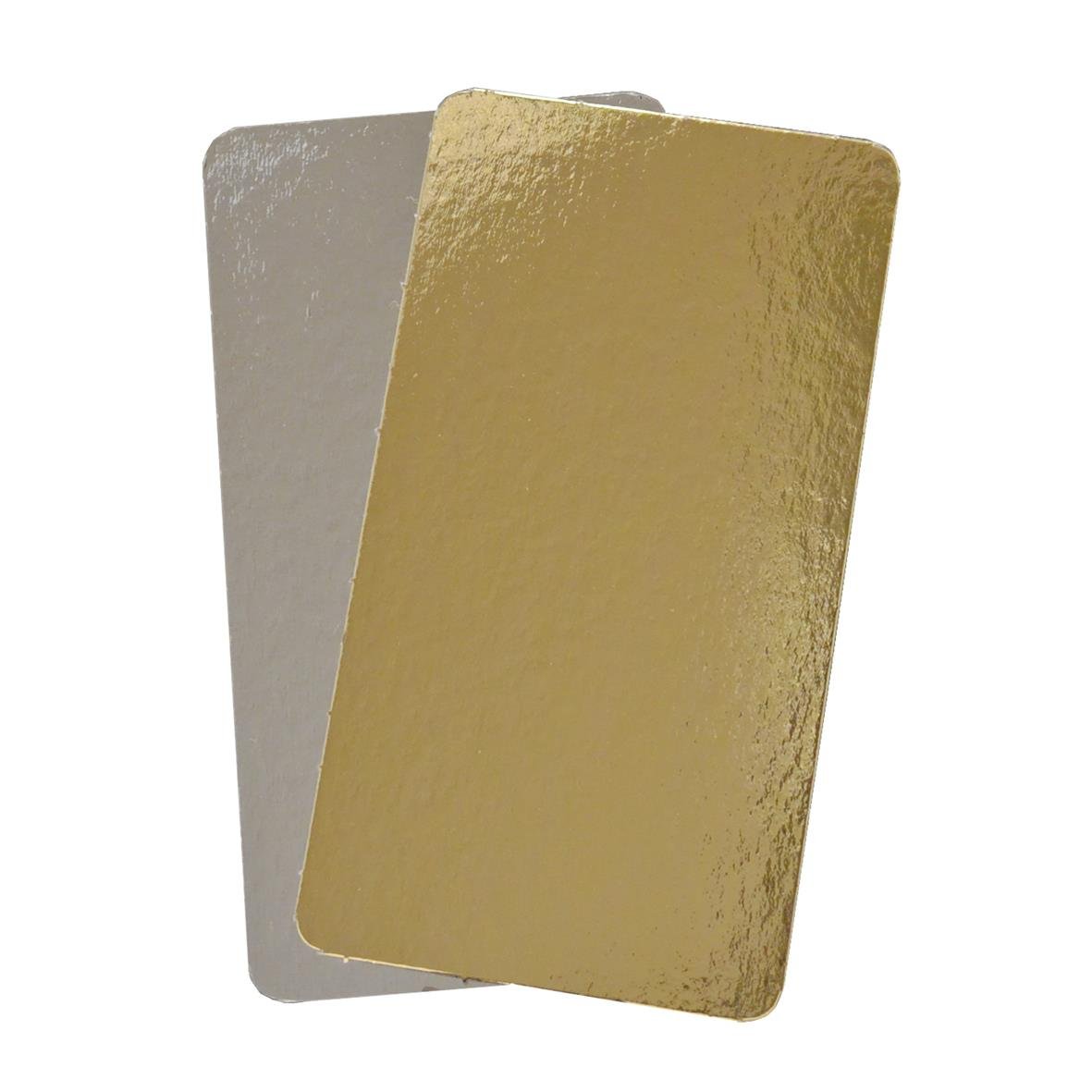 Tårtbricka i guld och silver, rektangulär, 130x240mm