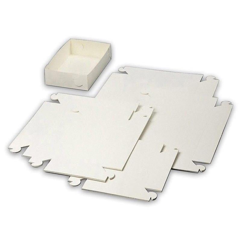 Vit kageask med fyra delar och en liten behållare, mått 290x190x50mm