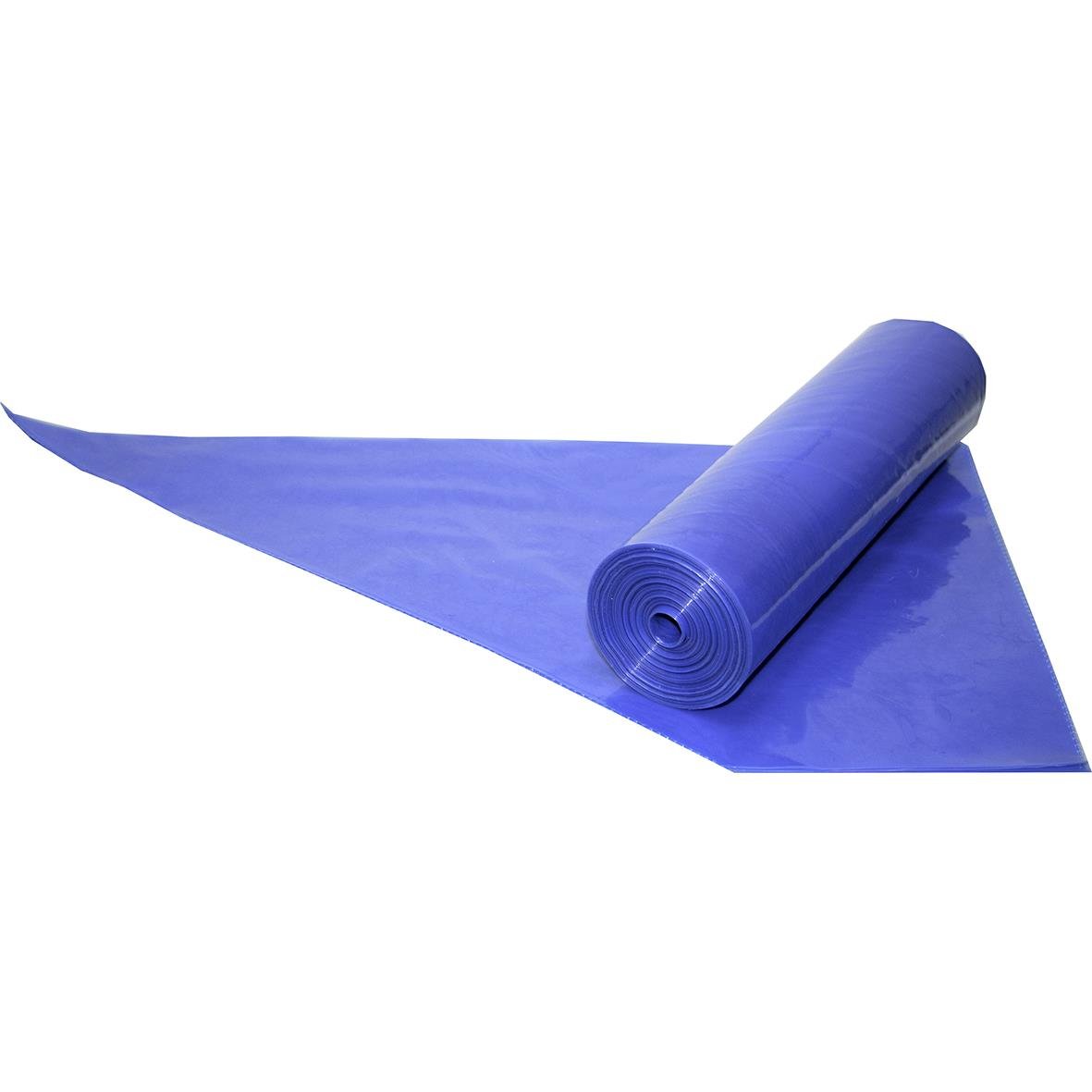 Blå engångsspritspåse på 53 cm rullad och utbredd