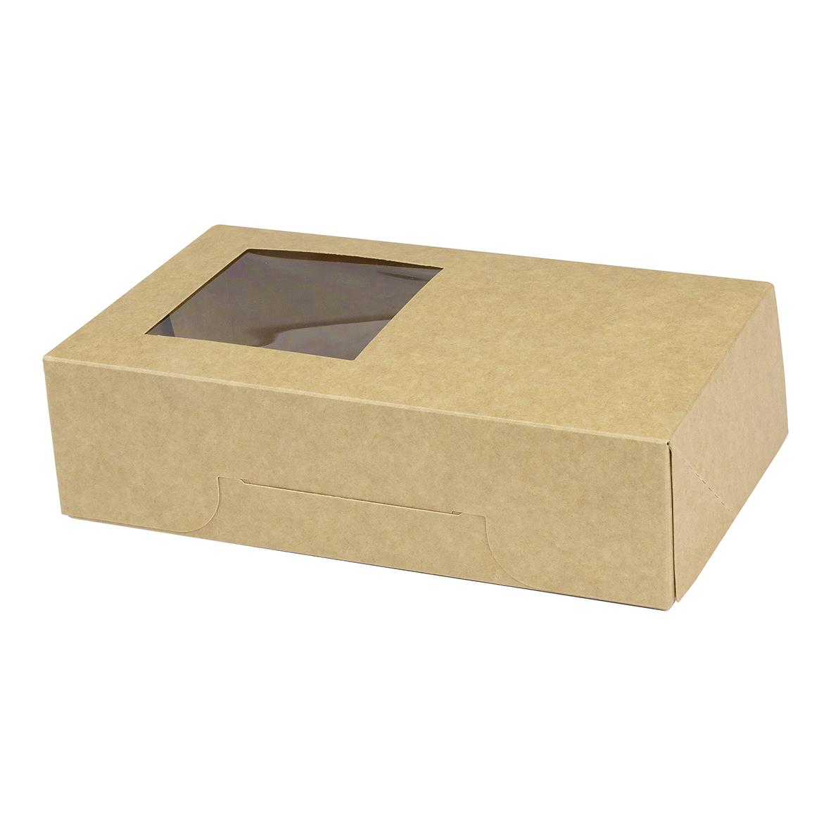 En kartonglåda för Deli/Sushi 6-pack med fönster, mått 180x110x50mm