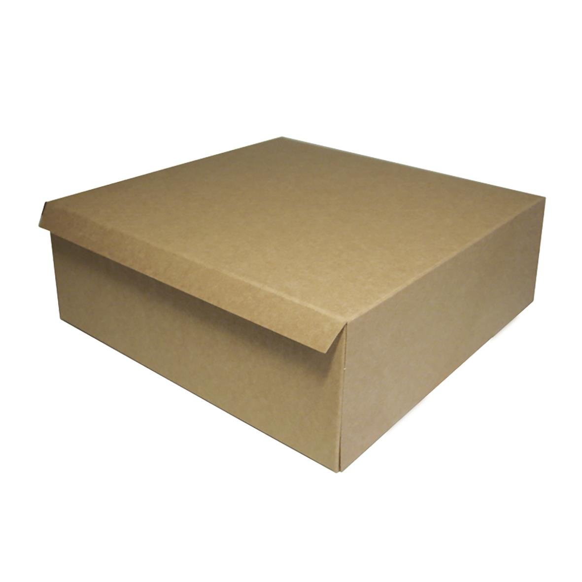 Brun och vit bakelsekartong i storlek 28x28x10cm