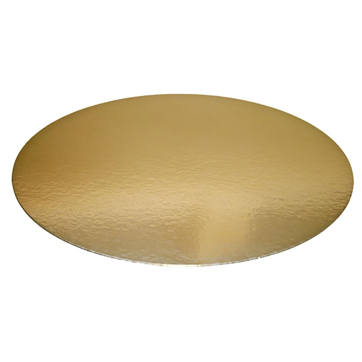 Rund tårtbricka i guld med diameter 235 mm