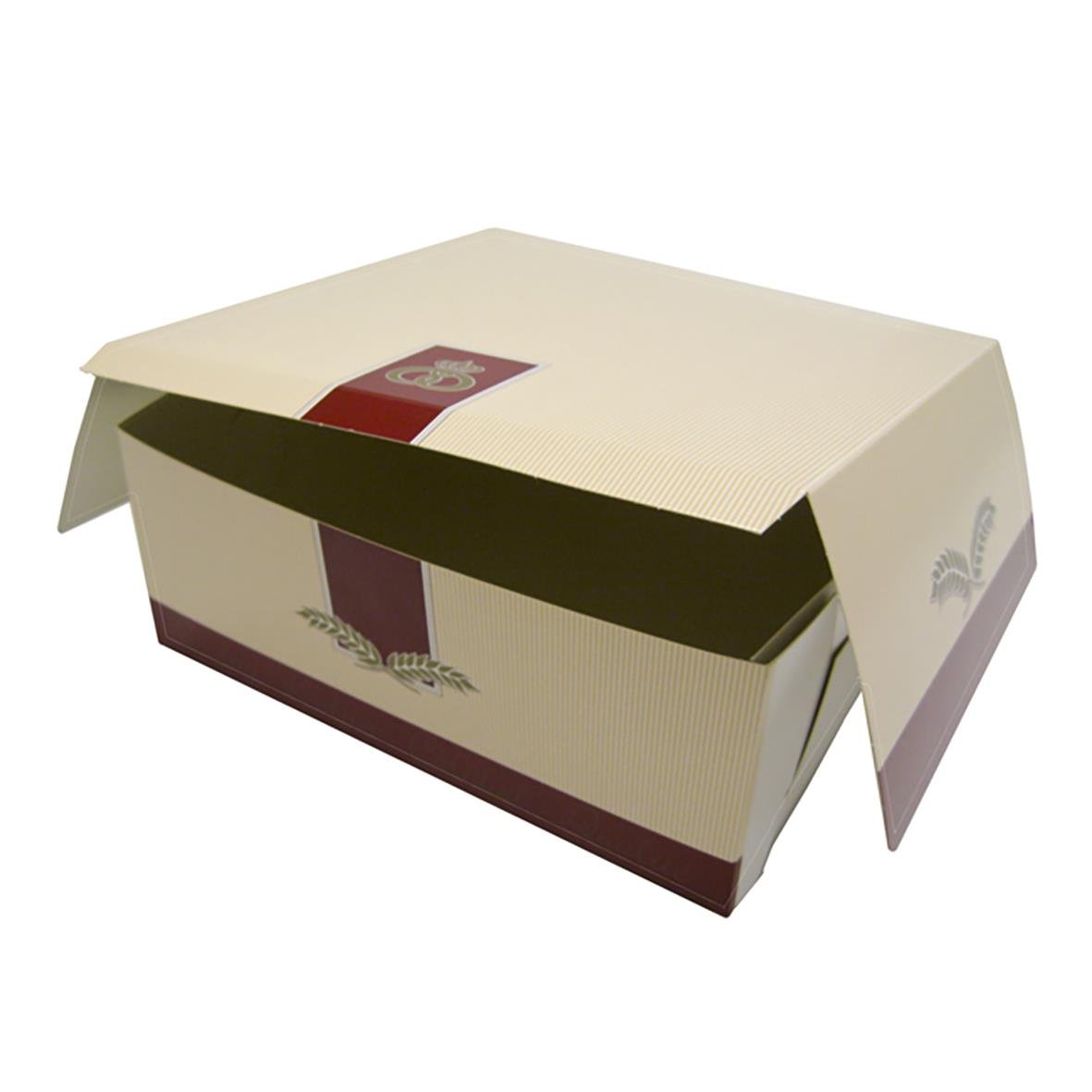 Bakelsekartong Q-Line 250x250x100mm i beige och vinrött med lock och sidofläkt