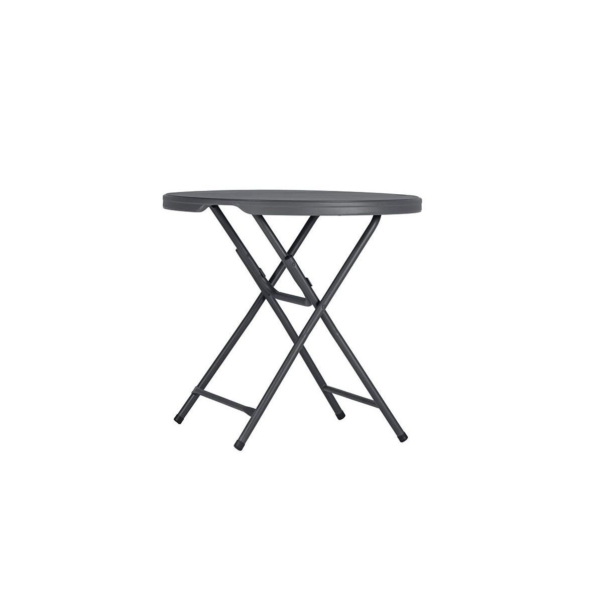 Fällbart bord i mörkgrå färg med diameter 81 cm och höjd 74 cm