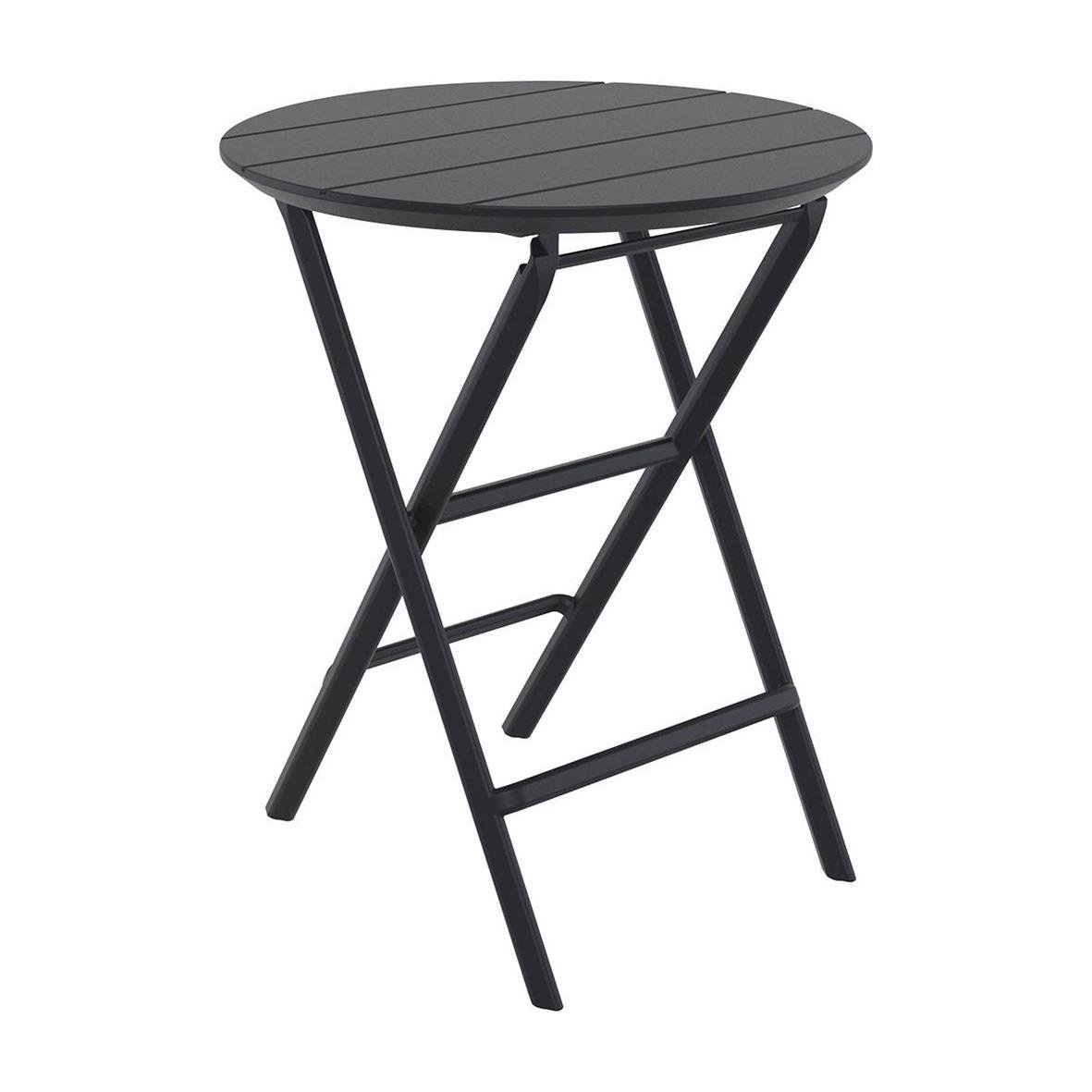 Fällbart svart bord med rund topp Ø60cm och höjd 74cm