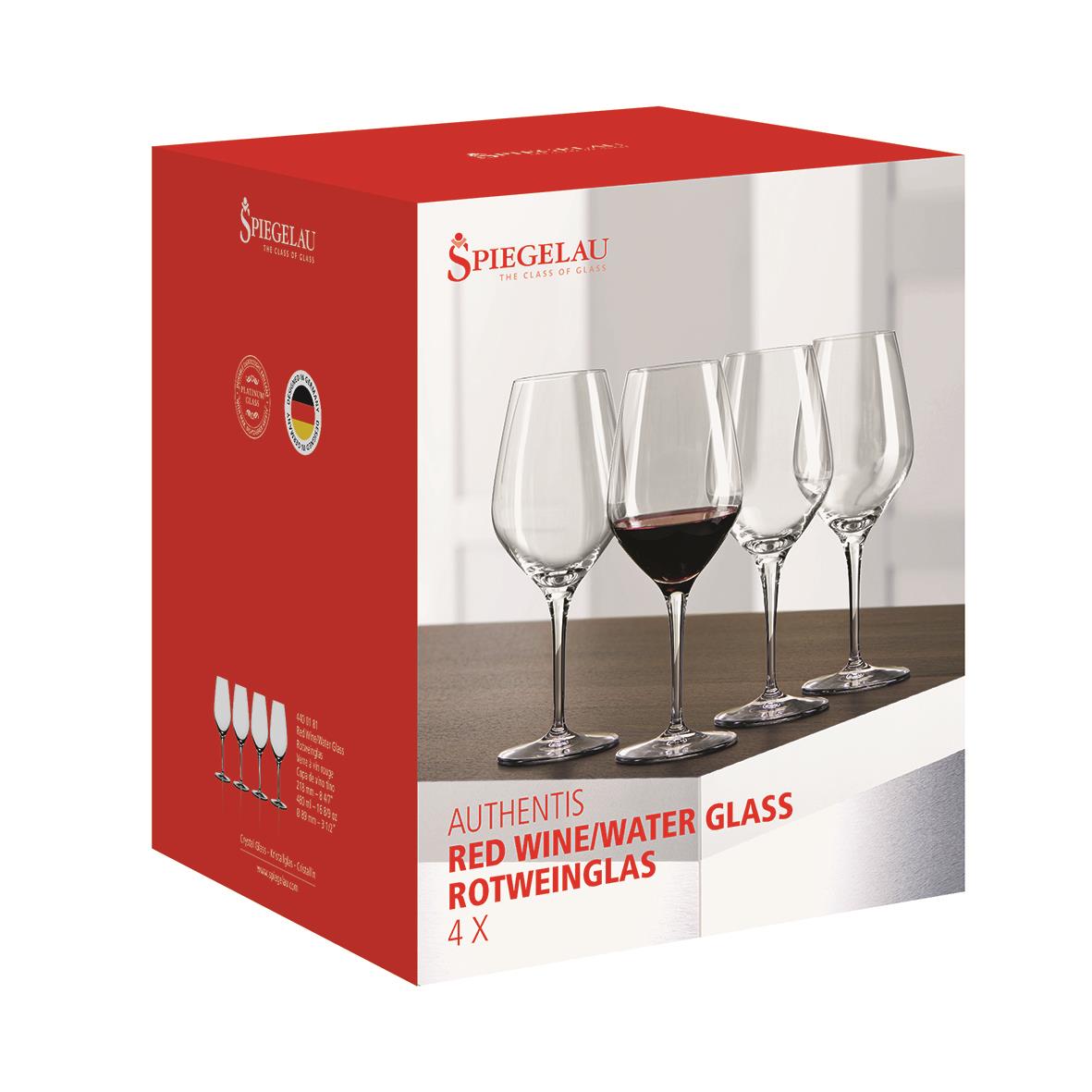 Set med fyra vinglas Spiegelau Authentis för rödvin, 89x218mm, 48cl, i förpackning