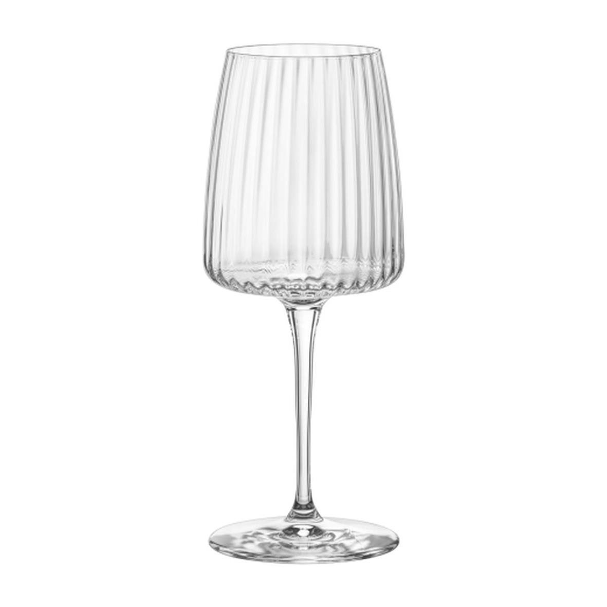 Vinglas Bormioli Rocco Exclusiva med vertikala ribbor och lång stjälk, kapacitet 37,5 cl