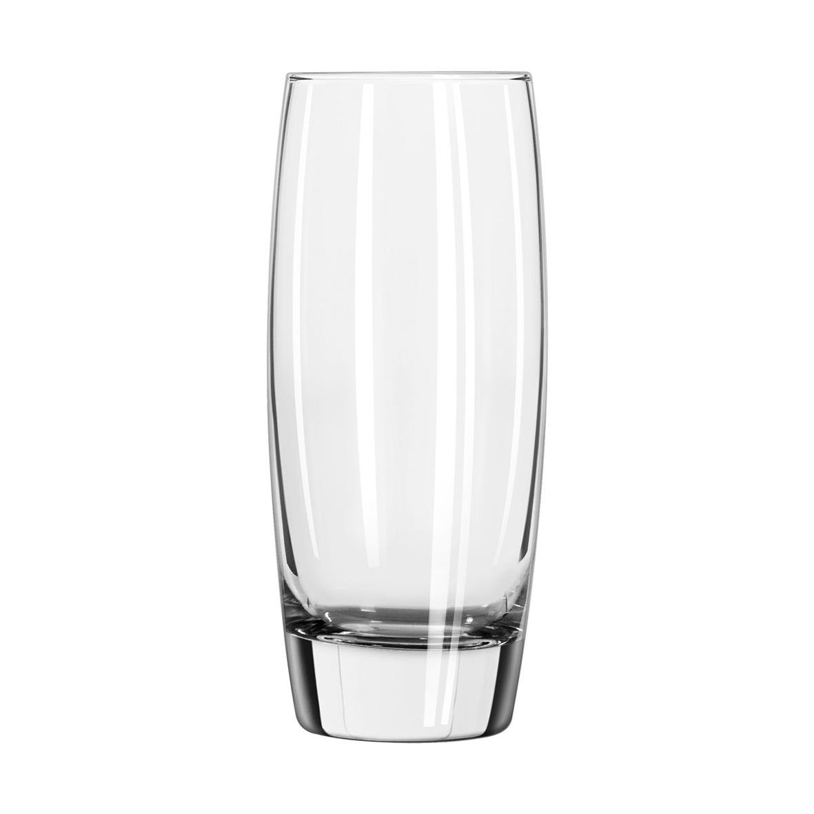 Tydligt bild av ett transparent drinkglas från Libbey Endessa med diameter 80 mm och höjd 164 mm, volym 41 cl