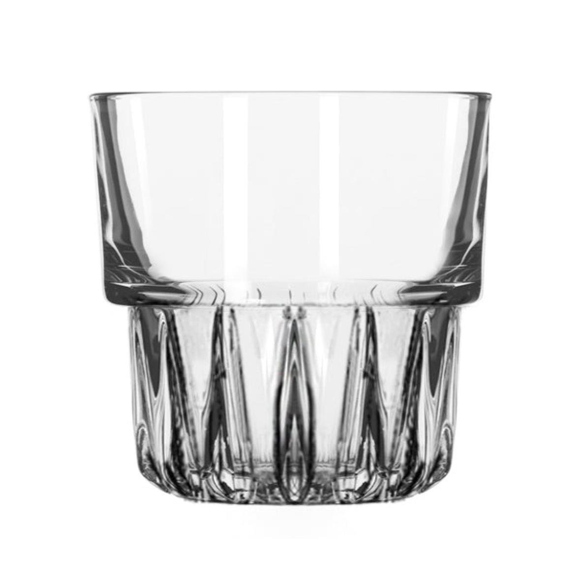 Klar drinkglas Libbey Everest Rocks Ø78x79mm 21cl med snedda kanter och mönstrad botten