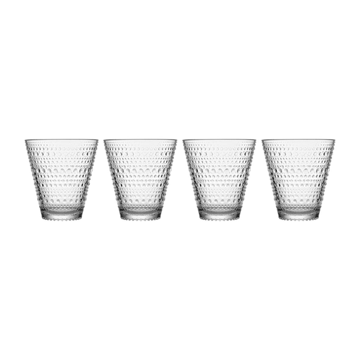 Fyra Iittala Kastehelmi klarglas 30cl med prickmönster