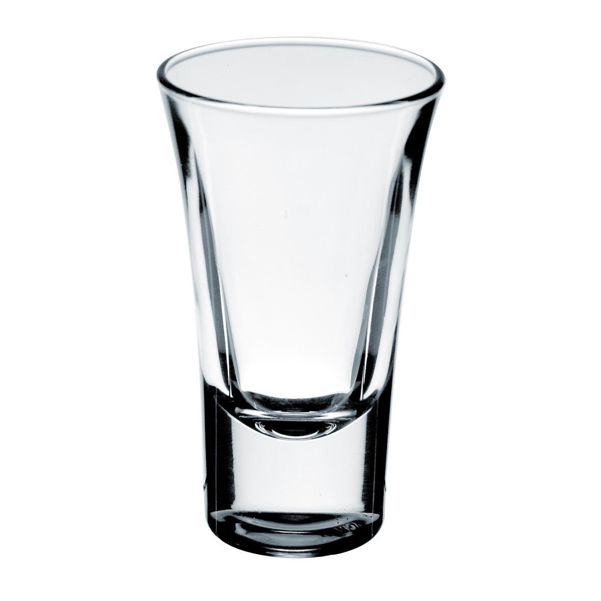 Ett klart snapsglas från Bormioli Rocco Dublino med diameter 51 mm och höjd 90 mm, volym 5,7 cl