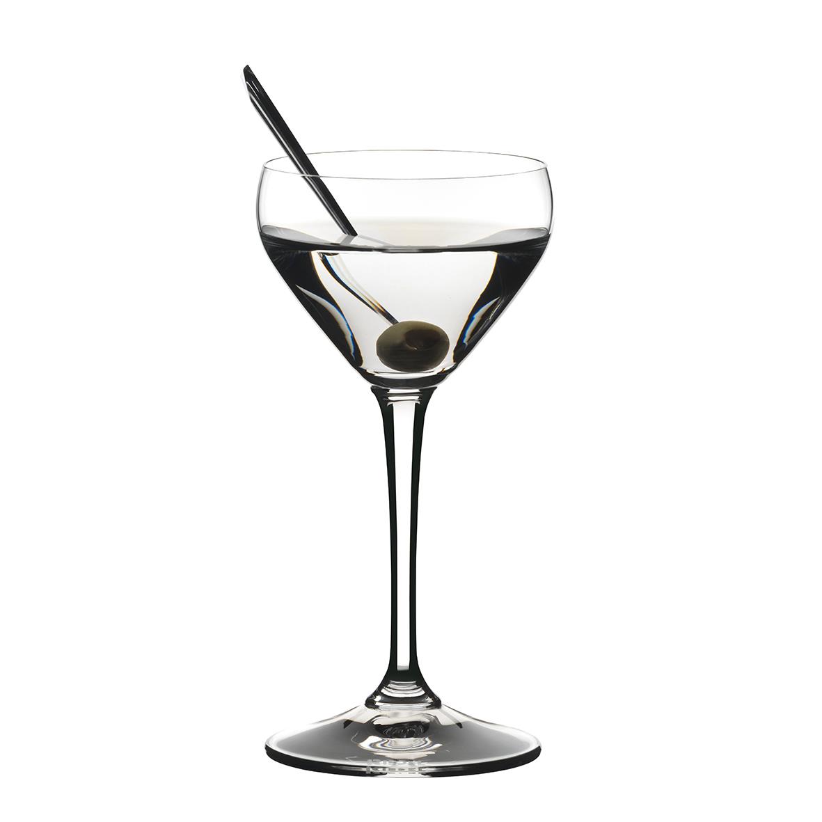 Cocktailglas Riedel Drink Nick&Nora med oliv och sugrör, 77x153mm, 14cl