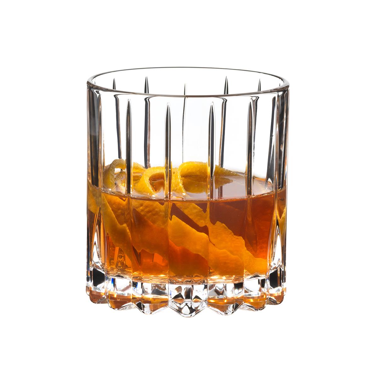 Riedel drinkglas med whisky och isbitar, 17cl, Ø70x77mm