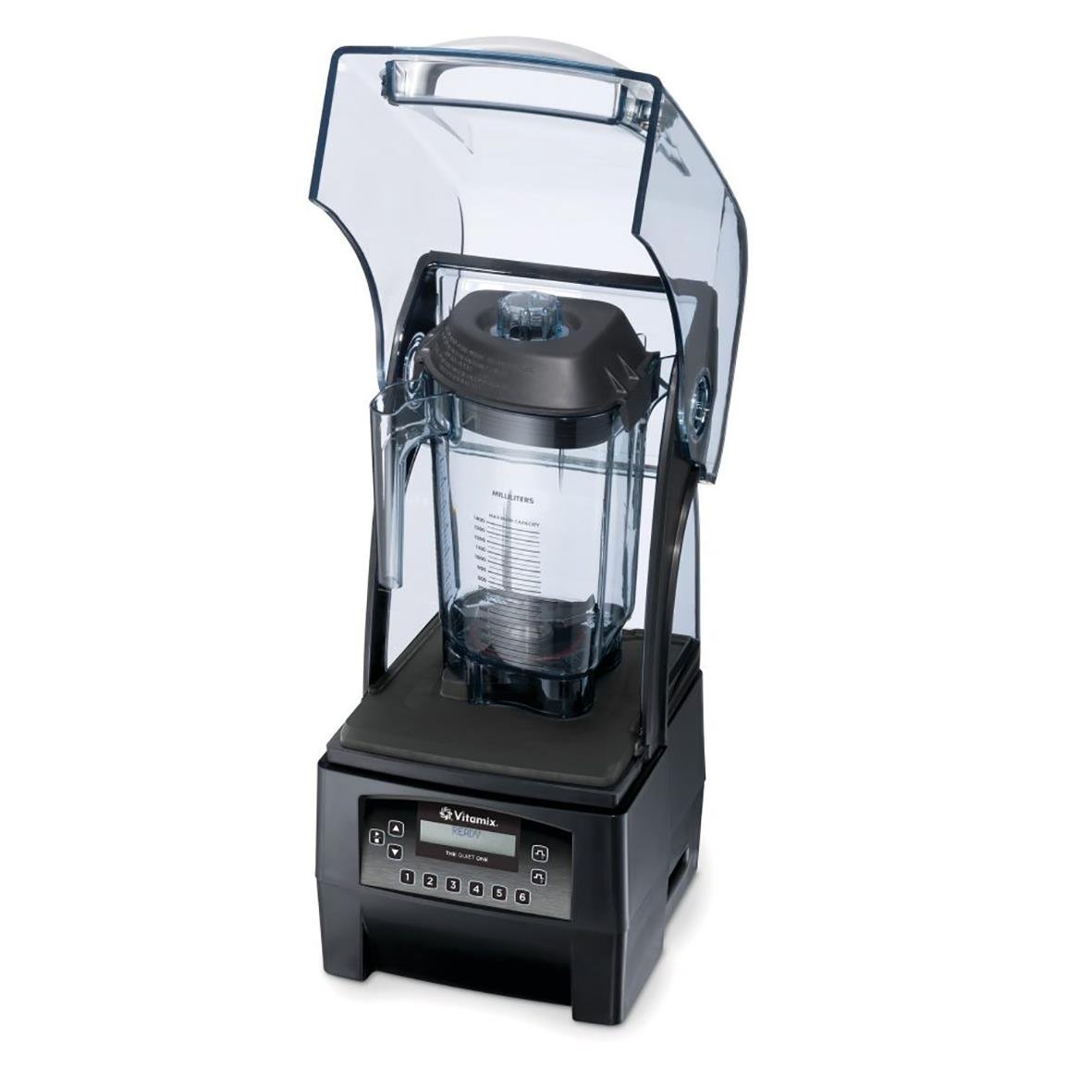 Vitamix The Quiet One blender med skyddande lock och digital kontrollpanel
