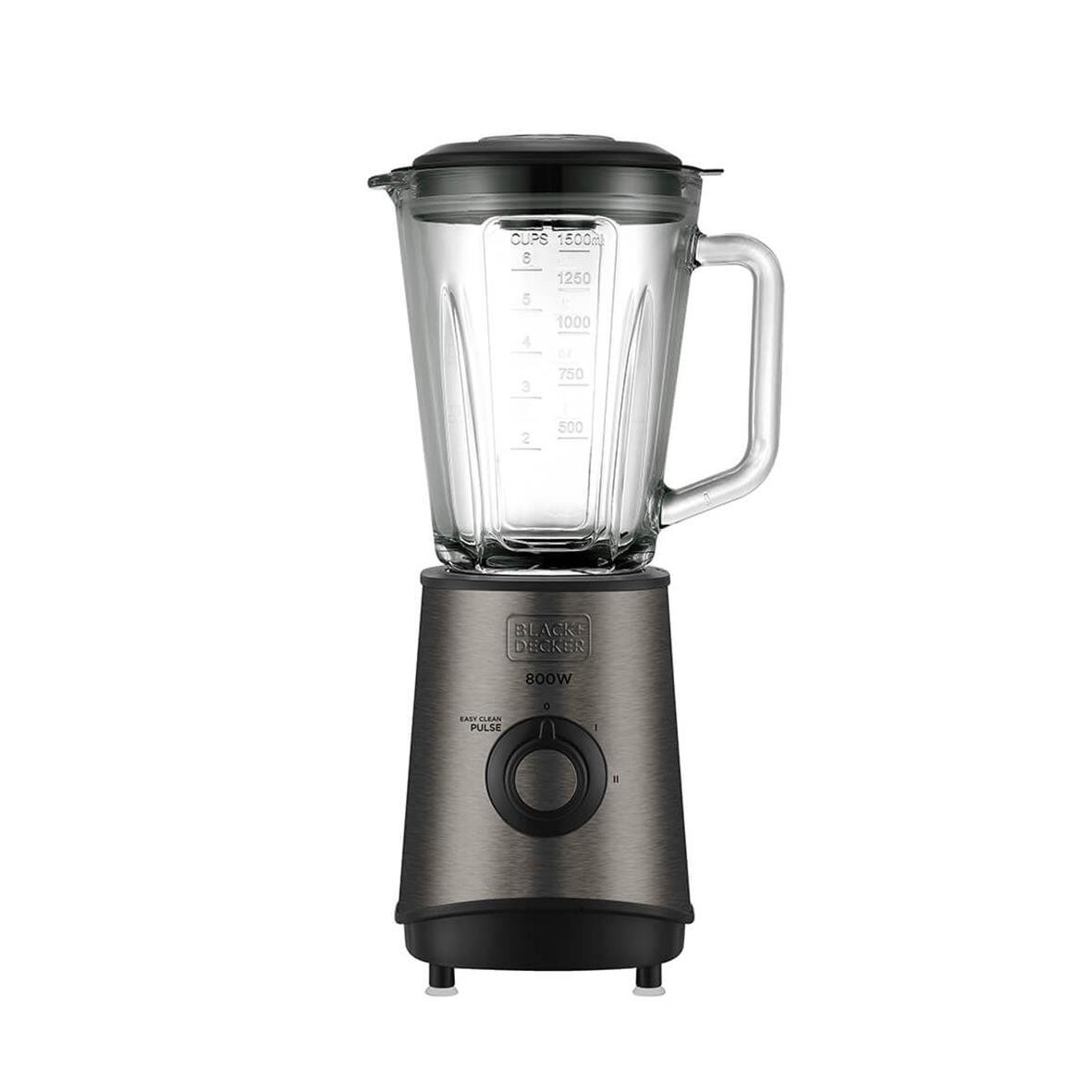 Blender Black+Decker 800W med borstat stål och glasbehållare