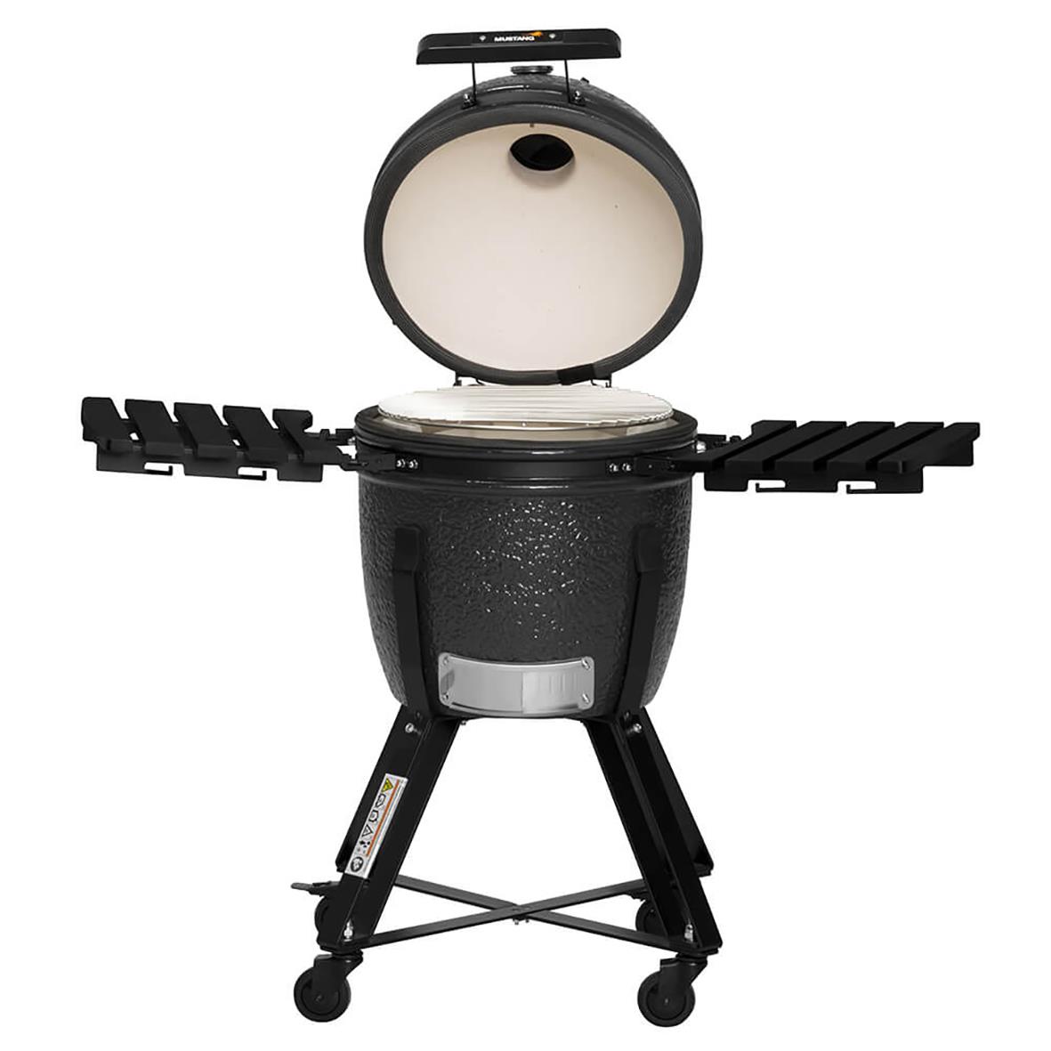 Kolgrill Mustang Kamodo M med öppen lock och sidobord