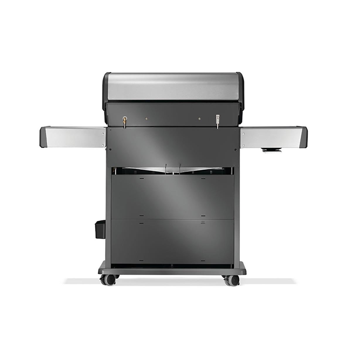 Gasolgrill Napoleon Rogue PRO-S 525 i svart med sidobord och hjul