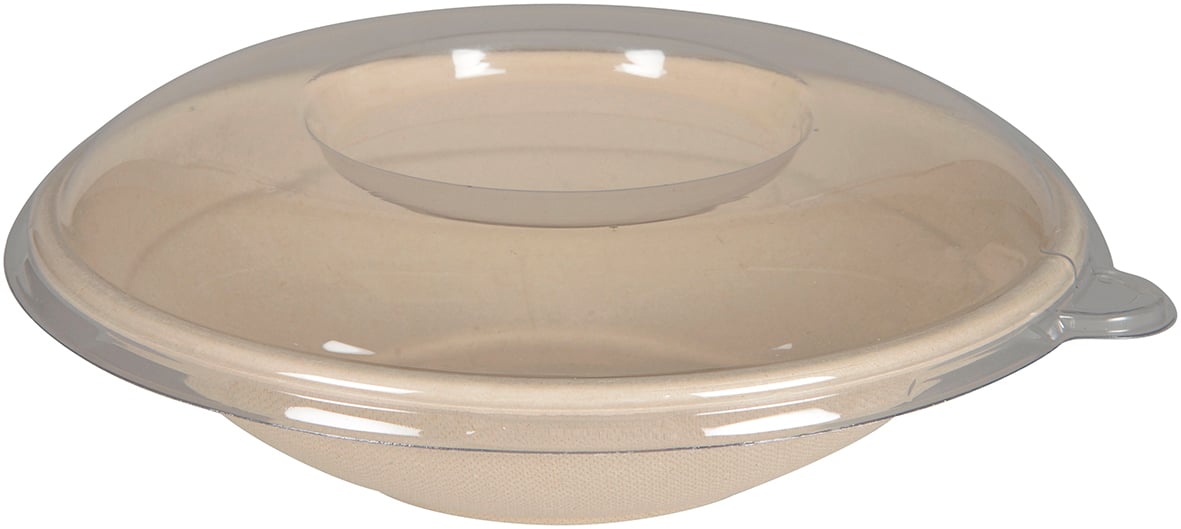 Rund skål i bagasse med lock, 700ml