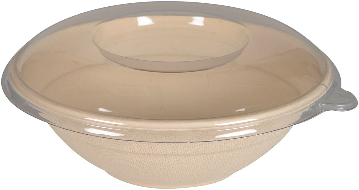 Rund skål av bagasse med lock, 1000ml